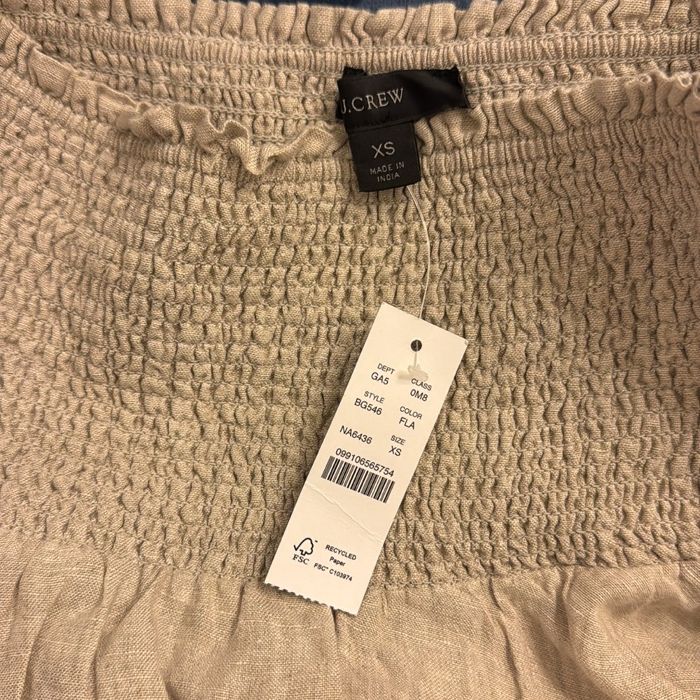 NWT J. Crew Smocked-waist linen mini skirt XS - Picture 3 of 5